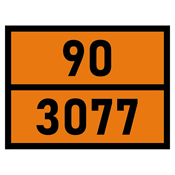 Табличка «Опасный груз 90-3077», Вещество твердое опасное для окружающей среды, Н.У.К. (пленка, 400х300 мм)